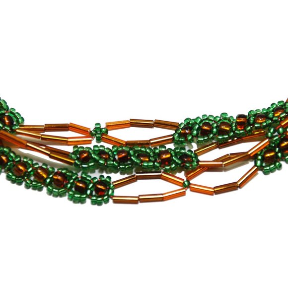 Green-Brown Mamaie Handcrafted Bead Necklace - Picture 3 of 4